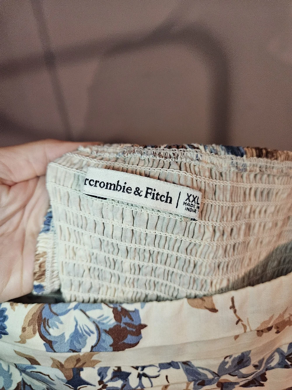Abercrombie & Fitch Cream Maxi Dress with Blue & Brown Floral